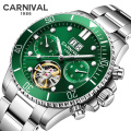 Carnival 8880GB Tourbillon automatische mechanische Uhr Top-Marke Luxus wasserdicht leuchtend grün Sportuhren relogio 2020